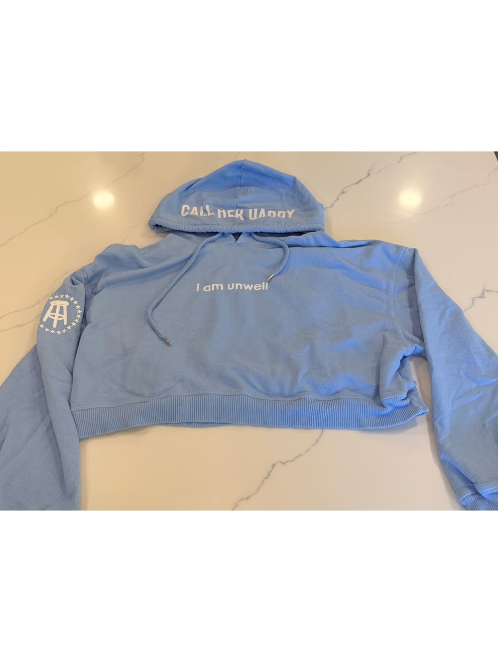 Barstool Chicks Hoodie “I am unwell” Call her Daddy Blue Size Medium Cropped